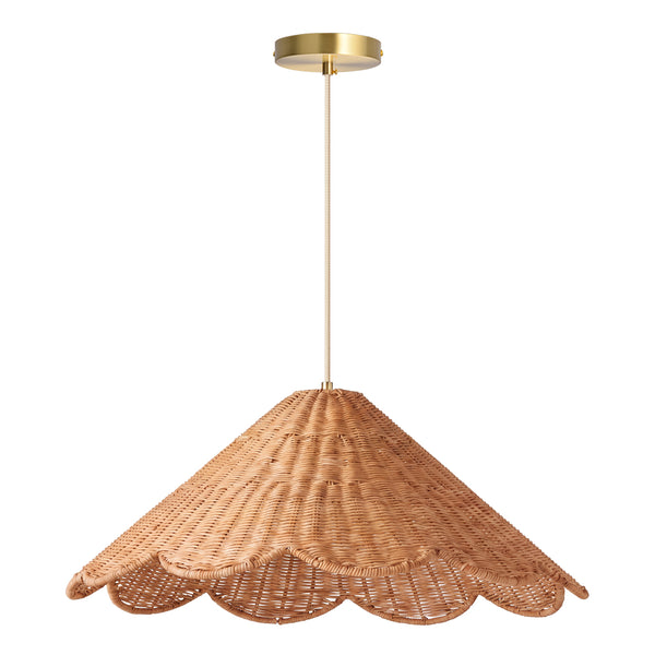 Maude Scallop Rattan Pendant Light Handwoven Wicker Ceiling Lamp