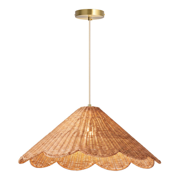 Maude Scallop Rattan Pendant Light Handwoven Wicker Ceiling Lamp
