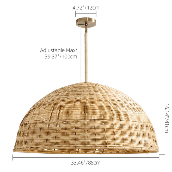 Extra Large Rattan Dome Pendant Oversized Coastal Wicker Chandelier
