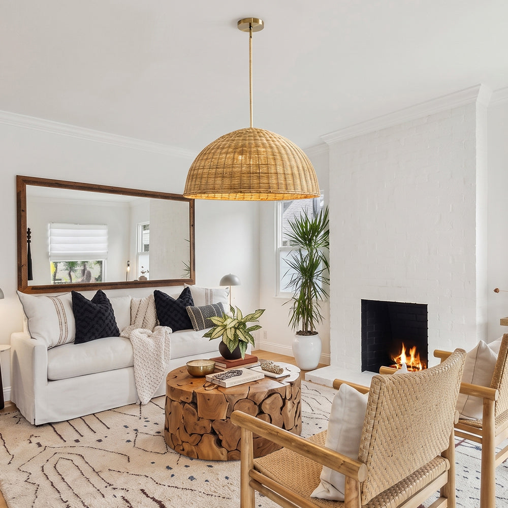 Extra Large Rattan Dome Pendant Oversized Coastal Wicker Chandelier Secondary image