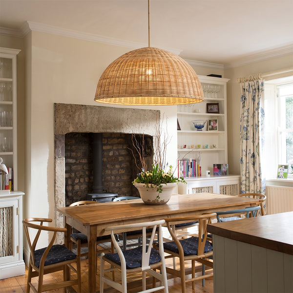 Extra Large Rattan Dome Pendant Oversized Coastal Wicker Chandelier