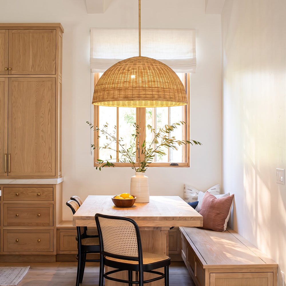 Extra Large Rattan Dome Pendant Oversized Coastal Wicker Chandelier