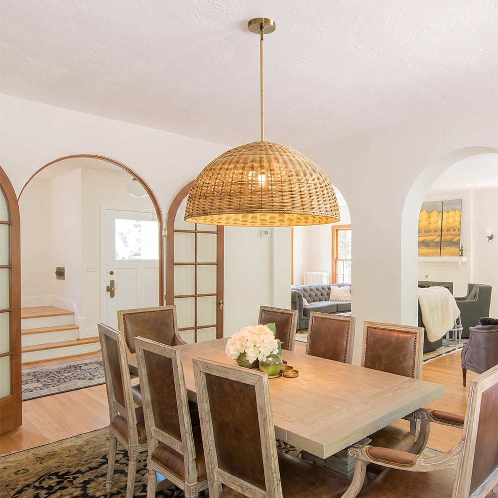 Extra Large Rattan Dome Pendant Oversized Coastal Wicker Chandelier Main image