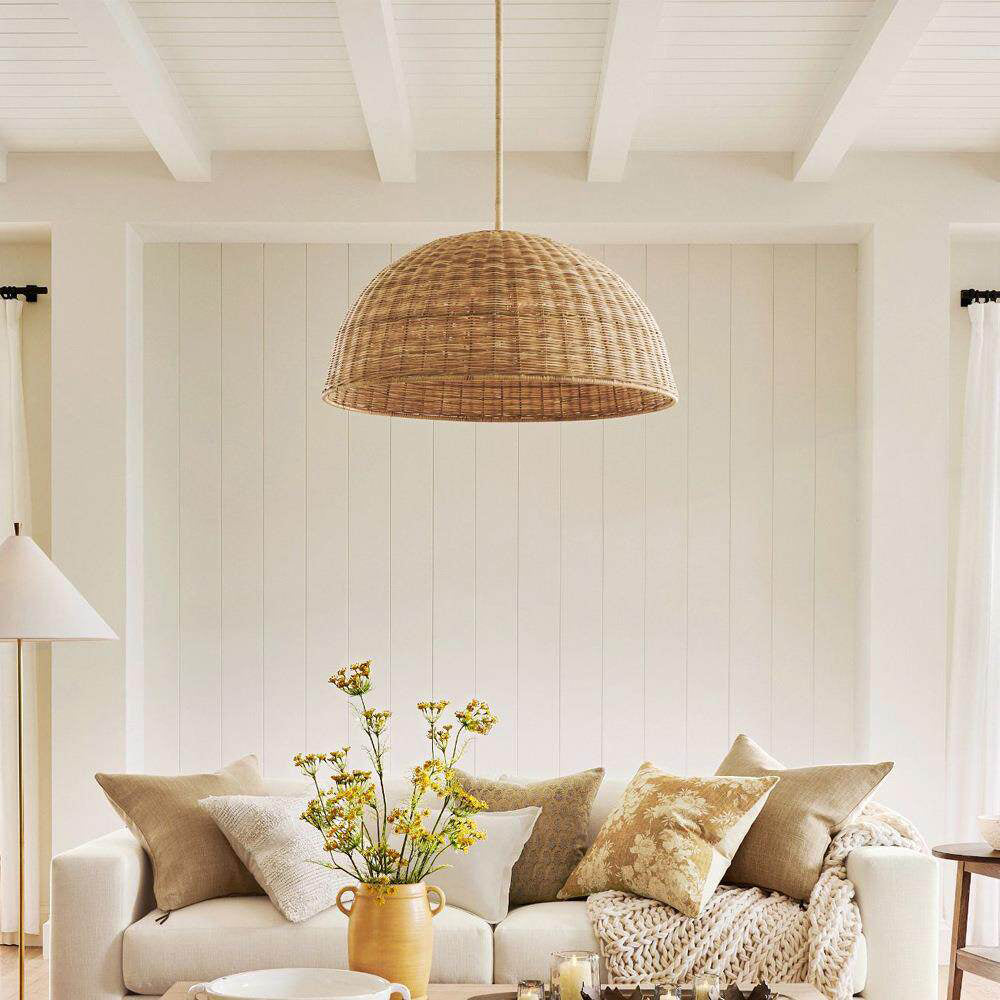 Extra Large Rattan Dome Pendant Oversized Coastal Wicker Chandelier