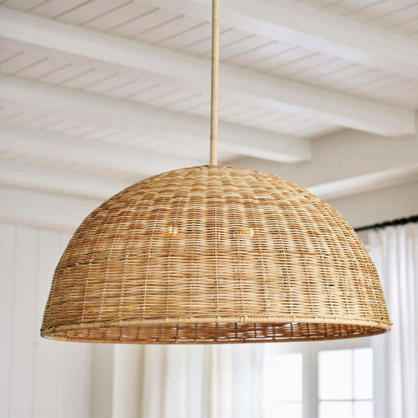 Extra Large Rattan Dome Pendant Oversized Coastal Wicker Chandelier