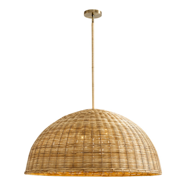 Extra Large Rattan Dome Pendant Oversized Coastal Wicker Chandelier