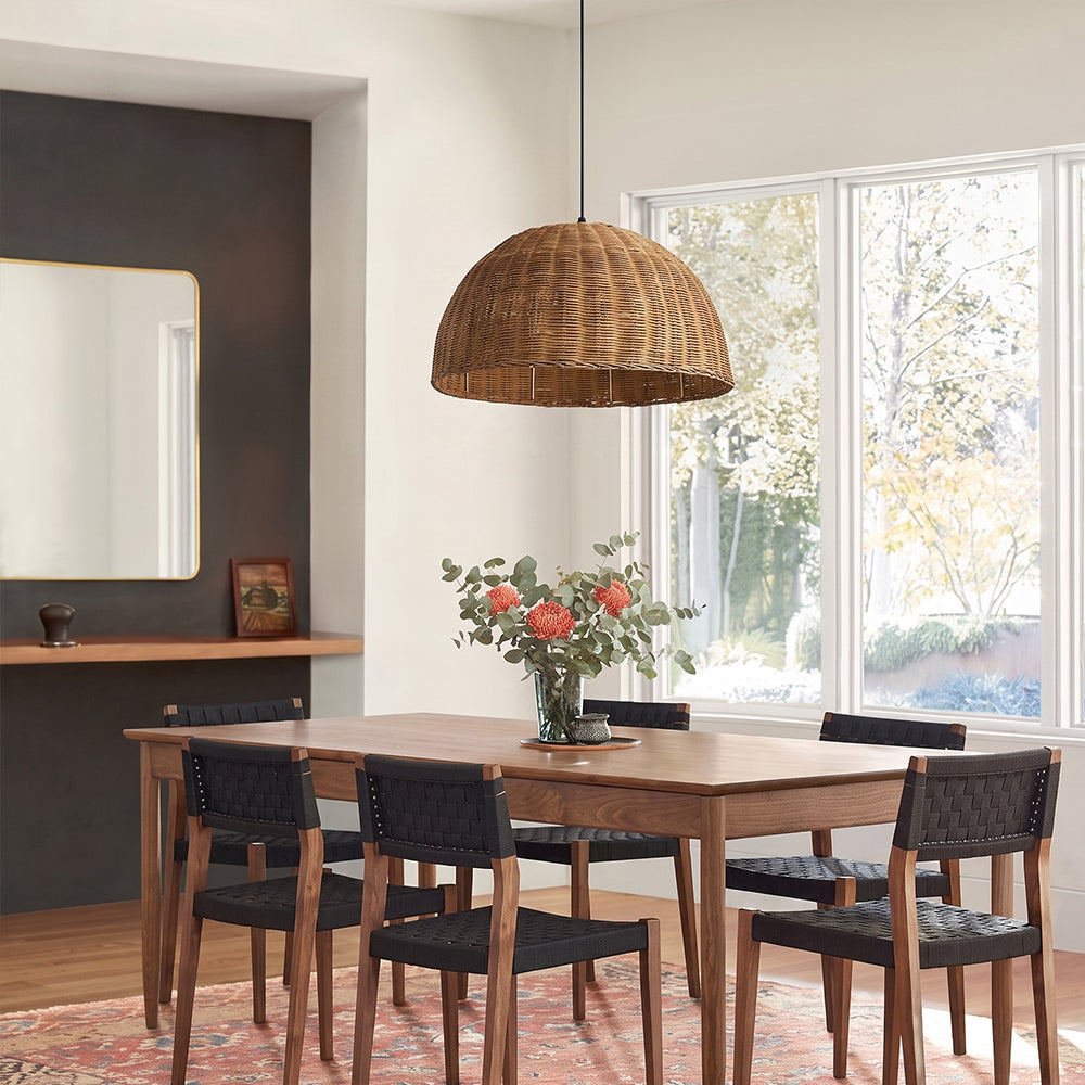 Bamboo Dome Wicker Chandelier Retro Pastoral Dining Room Pendant