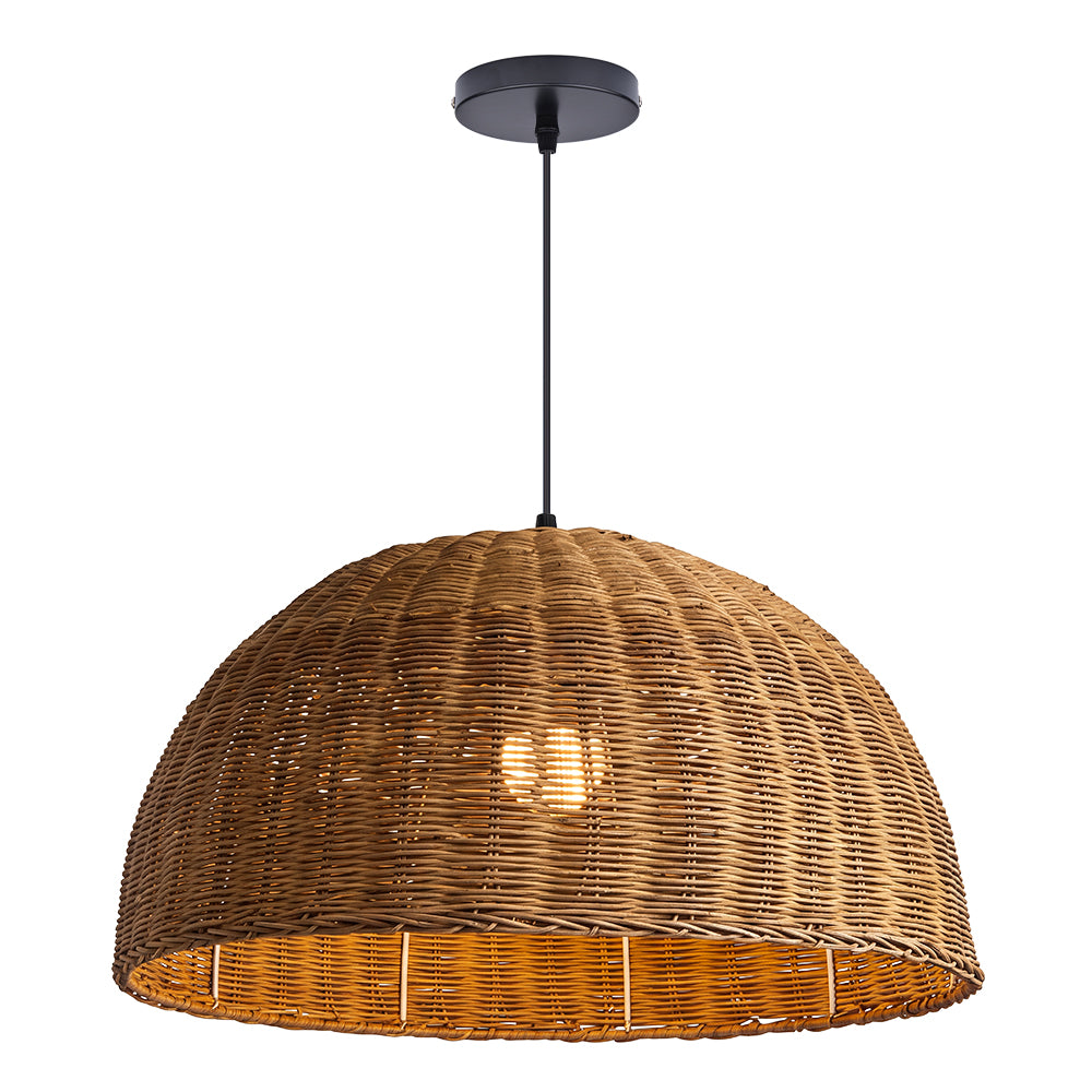 Bamboo Dome Wicker Chandelier Retro Pastoral Dining Room Pendant