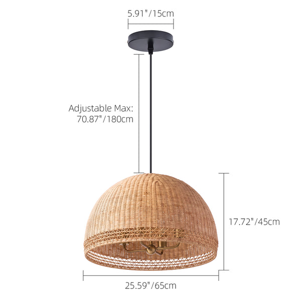 Farmhouse Vintage Rattan Chandelier Handmade Woven Dining Light