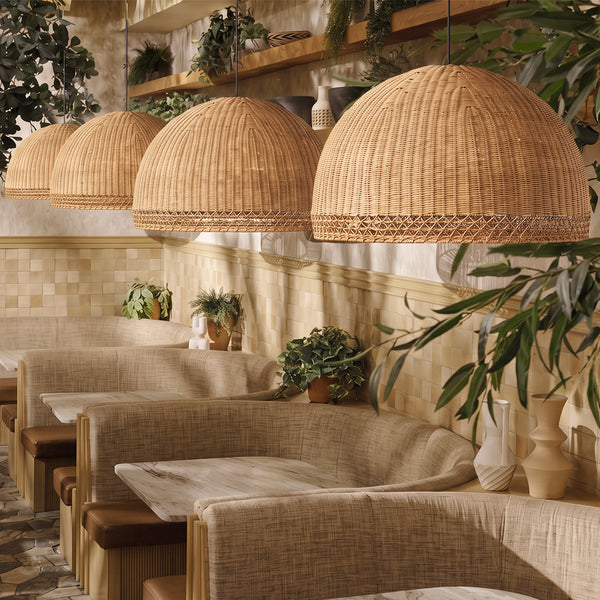 Farmhouse Vintage Rattan Chandelier Handmade Woven Dining Light