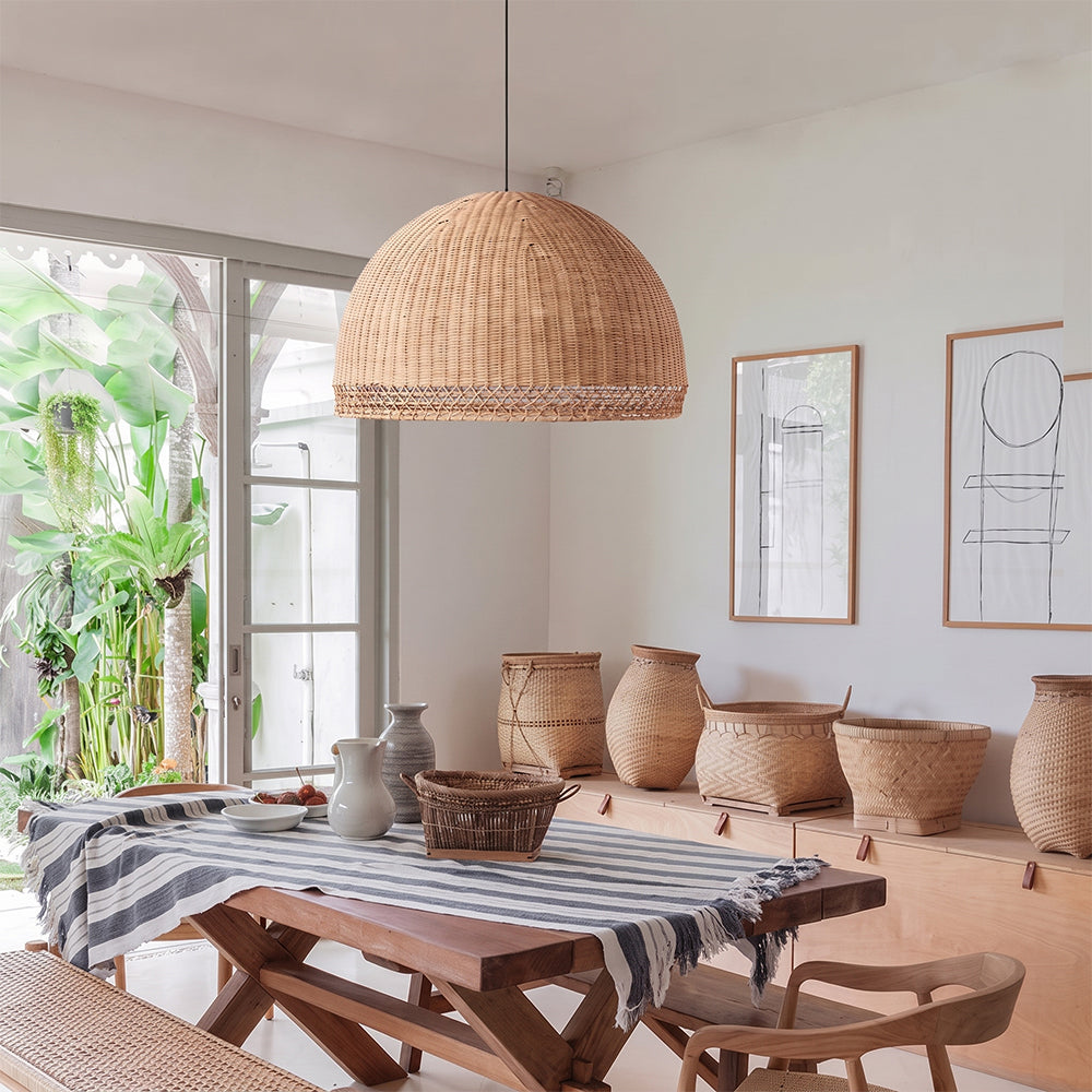 Farmhouse Vintage Rattan Chandelier Handmade Woven Dining Light Main image