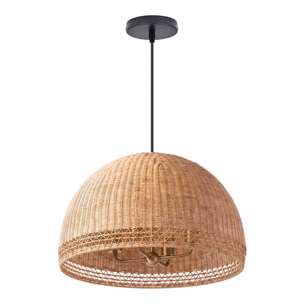 Farmhouse Vintage Rattan Chandelier Handmade Woven Dining Light