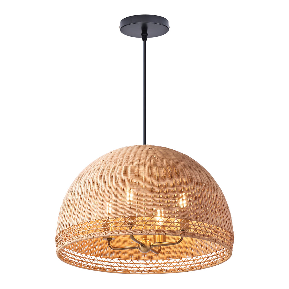 Farmhouse Vintage Rattan Chandelier Handmade Woven Dining Light