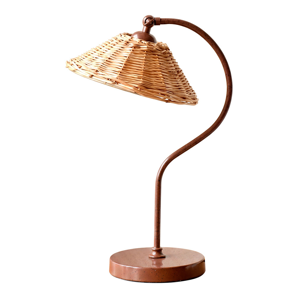 Handwoven Rattan Table Lamp Art Deco Bedside Desk Light
