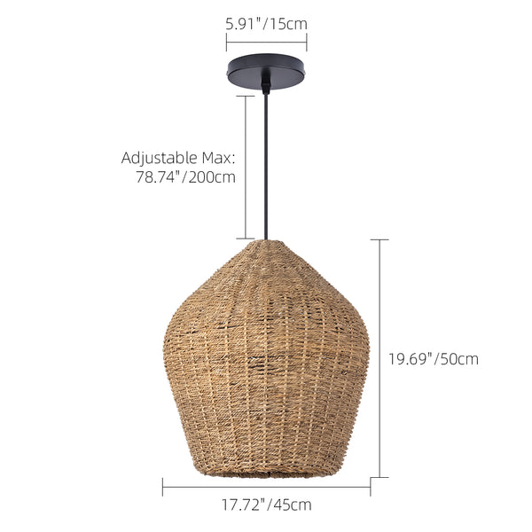 Wabi-Sabi Rattan Pendant Light Rustic Grass Kitchen Island Chandelier