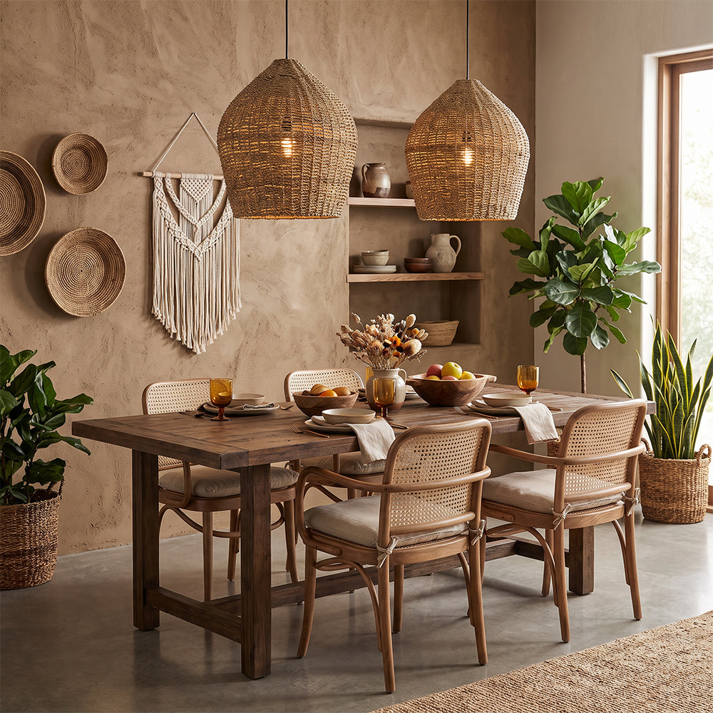 Wabi-Sabi Rattan Pendant Light Rustic Grass Kitchen Island Chandelier