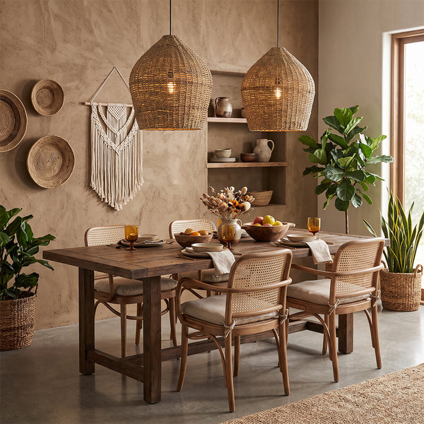 Wabi-Sabi Rattan Pendant Light Rustic Grass Kitchen Island Chandelier