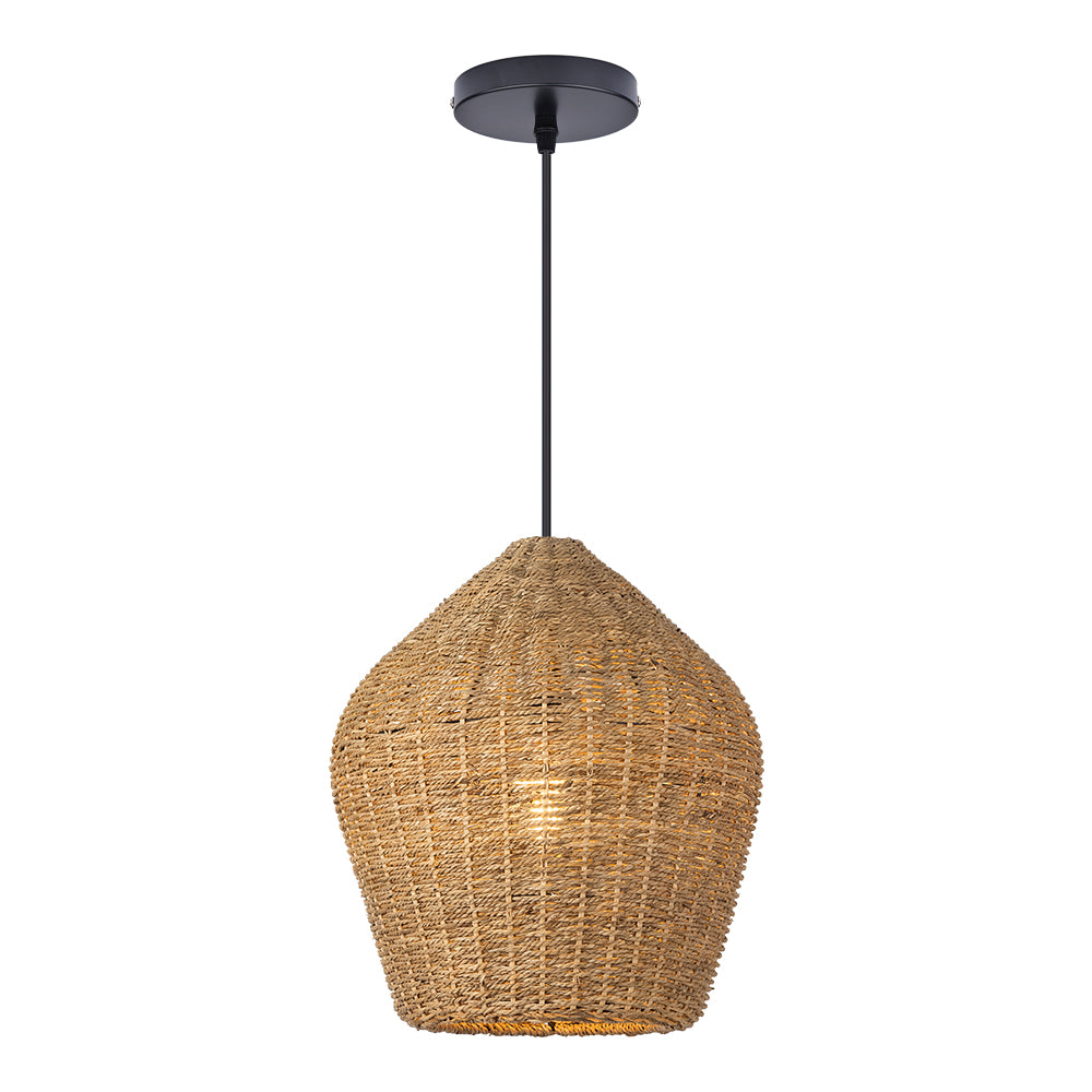 Wabi-Sabi Rattan Pendant Light Rustic Grass Kitchen Island Chandelier