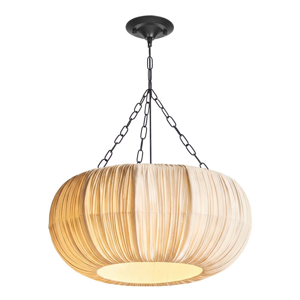 Nordic French Pleated Fabric Pendant Light Romantic Bedroom Lampshade