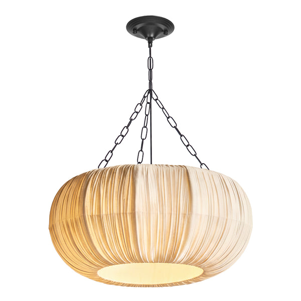 Nordic French Pleated Fabric Pendant Light Romantic Bedroom Lampshade