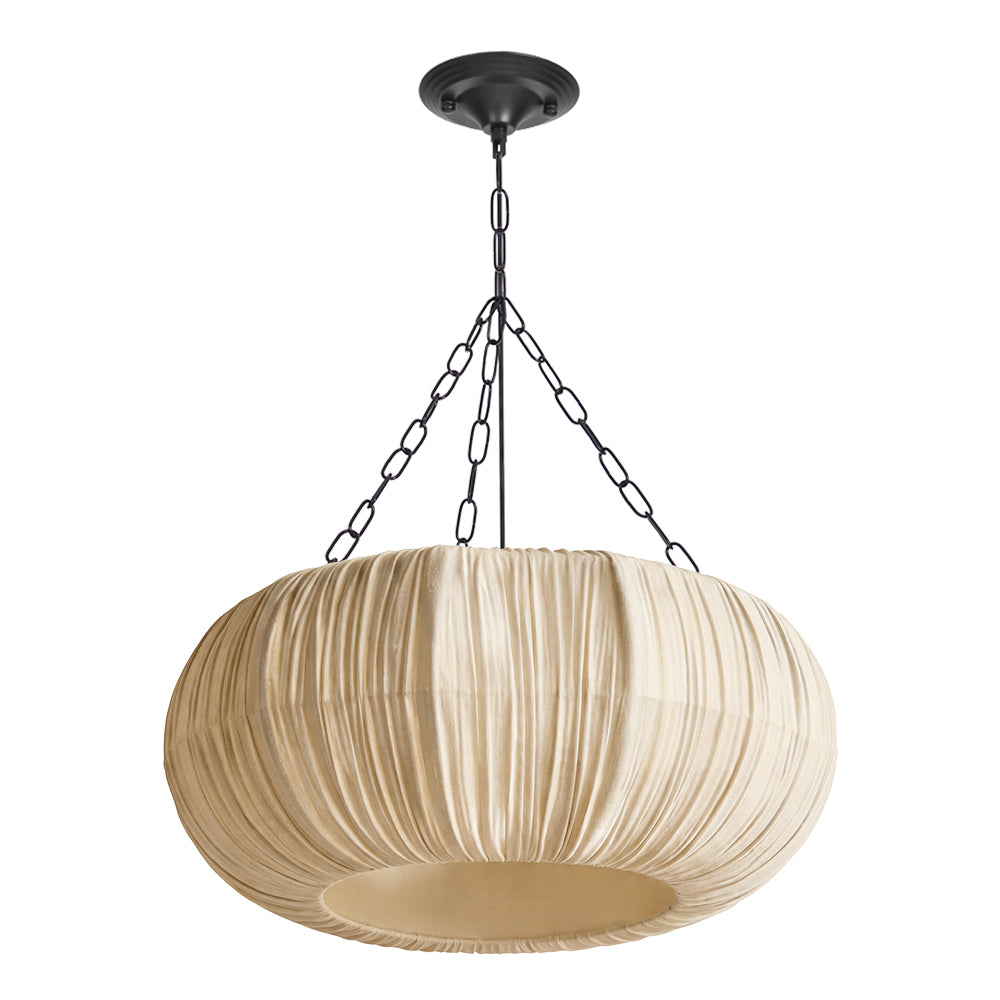 Nordic French Pleated Fabric Pendant Light Romantic Bedroom Lampshade