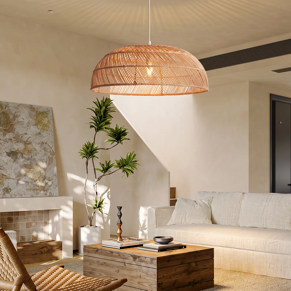 Modern Boho Rattan Pendant Light Woven Hanging Ceiling Lamp