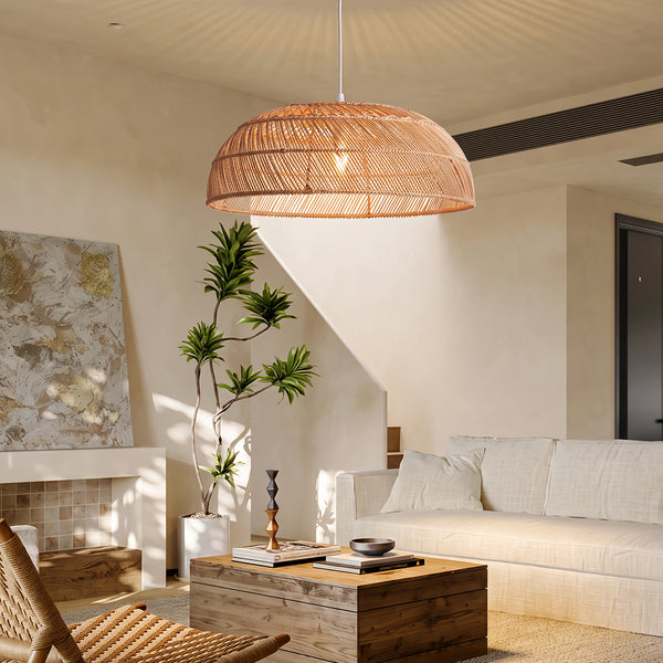 Modern Boho Rattan Pendant Light Woven Hanging Ceiling Lamp