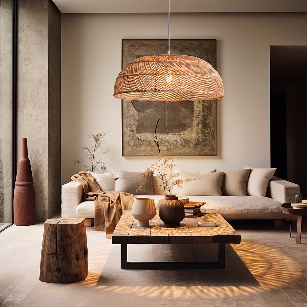 Modern Boho Rattan Pendant Light Woven Hanging Ceiling Lamp