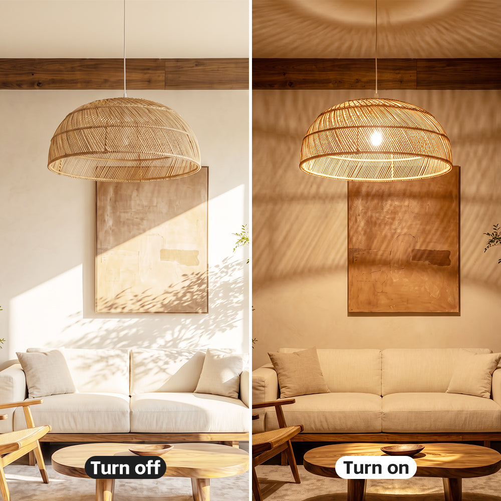Modern Boho Rattan Pendant Light Woven Hanging Ceiling Lamp