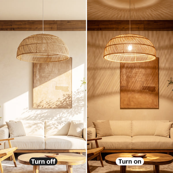 Modern Boho Rattan Pendant Light Woven Hanging Ceiling Lamp
