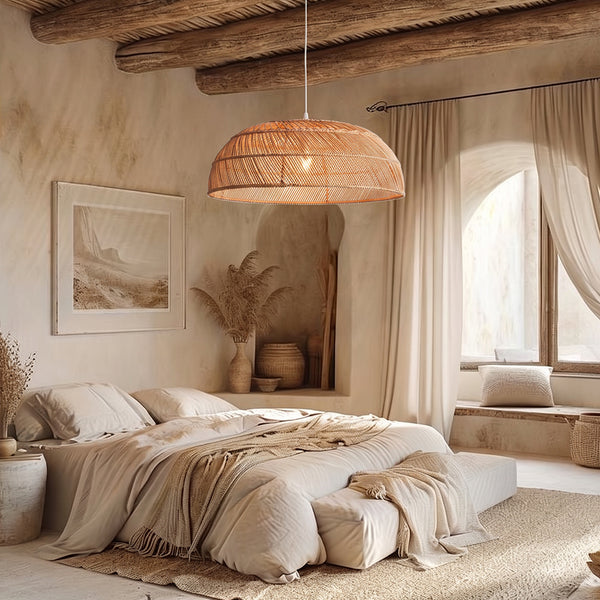 Modern Boho Rattan Pendant Light Woven Hanging Ceiling Lamp