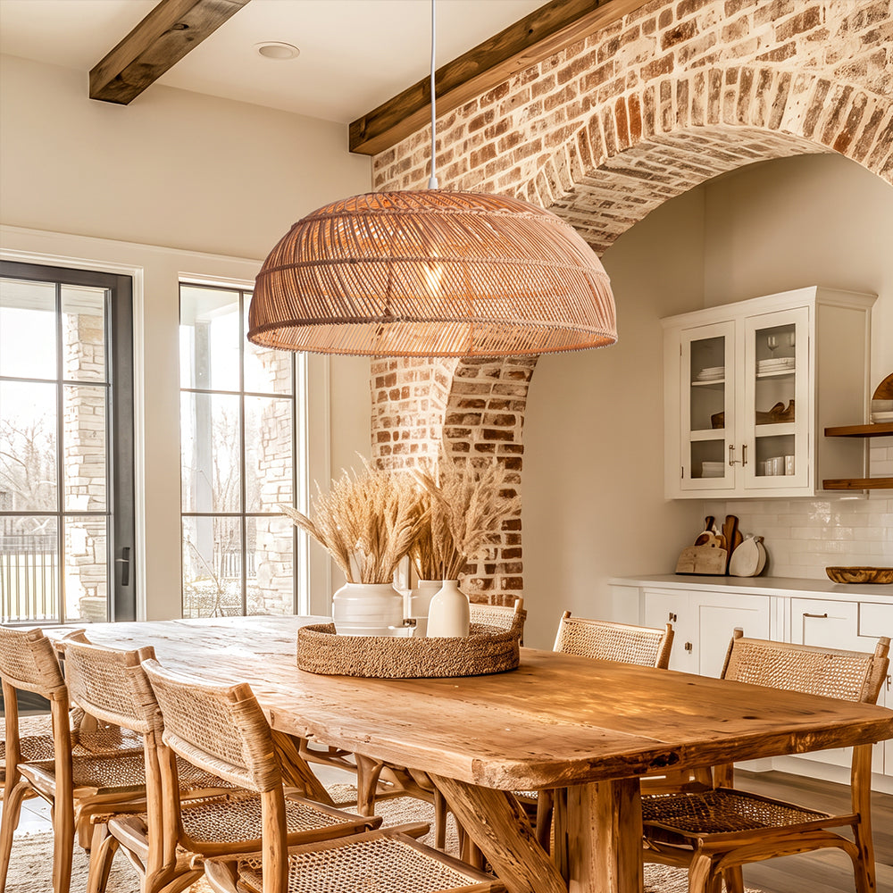 Modern Boho Rattan Pendant Light Woven Hanging Ceiling Lamp