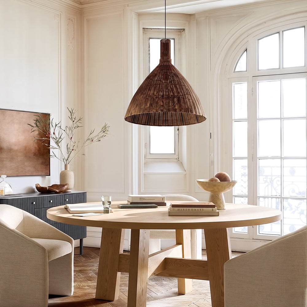 Wabi-Sabi Rattan Pendant Light Retro Artisan Dining Chandelier