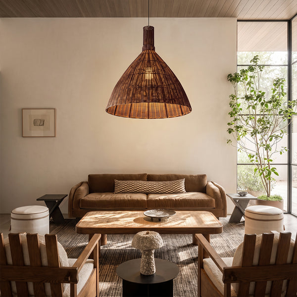 Wabi-Sabi Rattan Pendant Light Retro Artisan Dining Chandelier