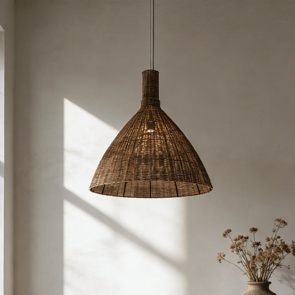 Wabi-Sabi Rattan Pendant Light Retro Artisan Dining Chandelier