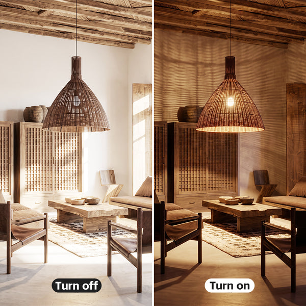 Wabi-Sabi Rattan Pendant Light Retro Artisan Dining Chandelier