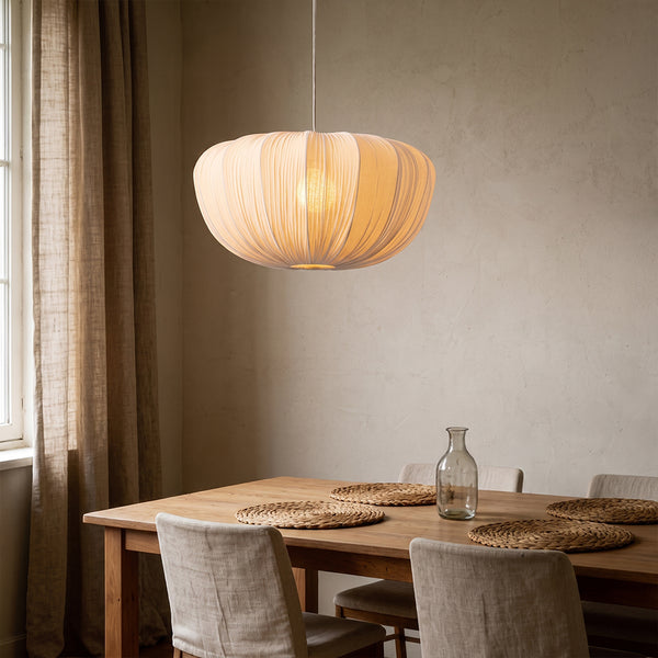 Pleated Fabric Pendant Lamp Minimalist Rounded Hanging Light