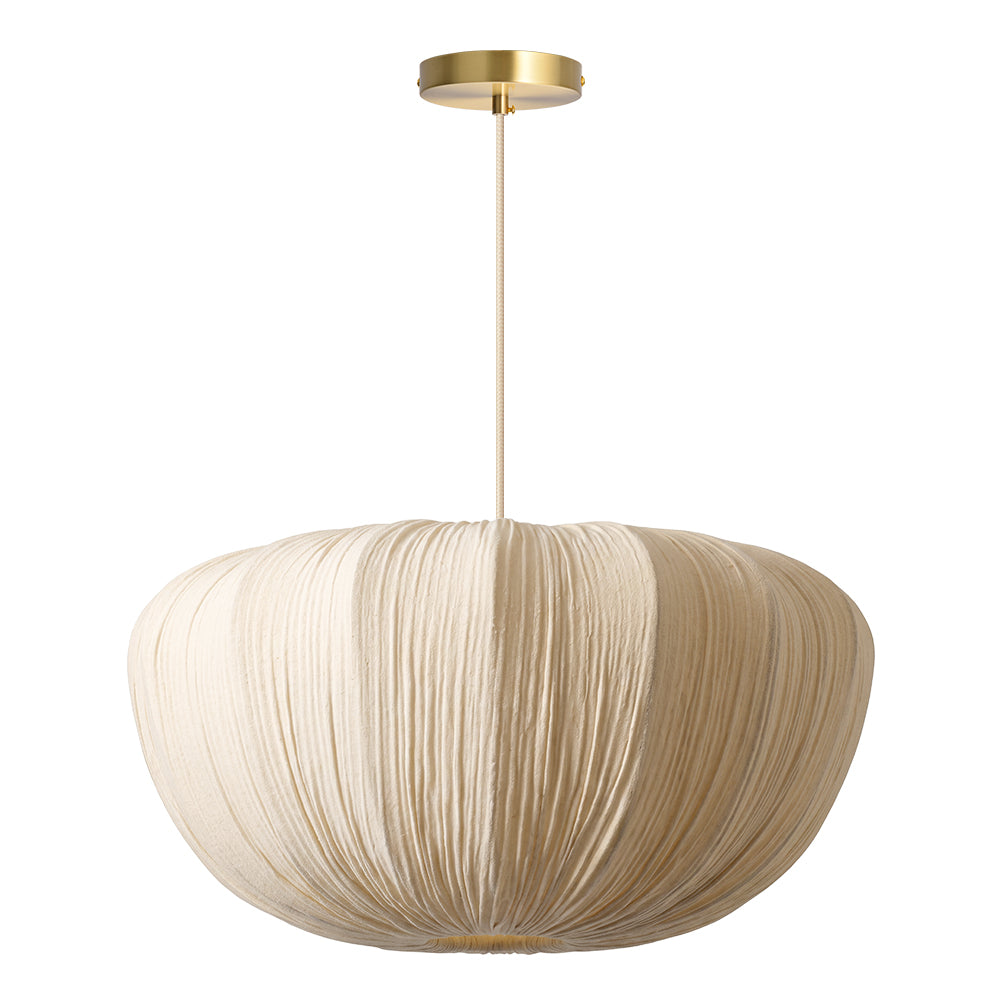 Pleated Fabric Pendant Lamp Minimalist Rounded Hanging Light