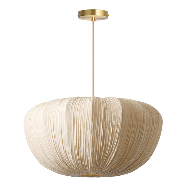 Pleated Fabric Pendant Lamp Minimalist Rounded Hanging Light