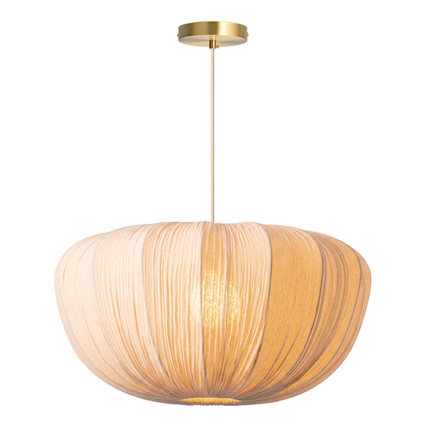Pleated Fabric Pendant Lamp Minimalist Rounded Hanging Light