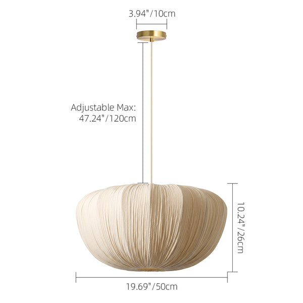 Pleated Fabric Pendant Lamp Minimalist Rounded Hanging Light