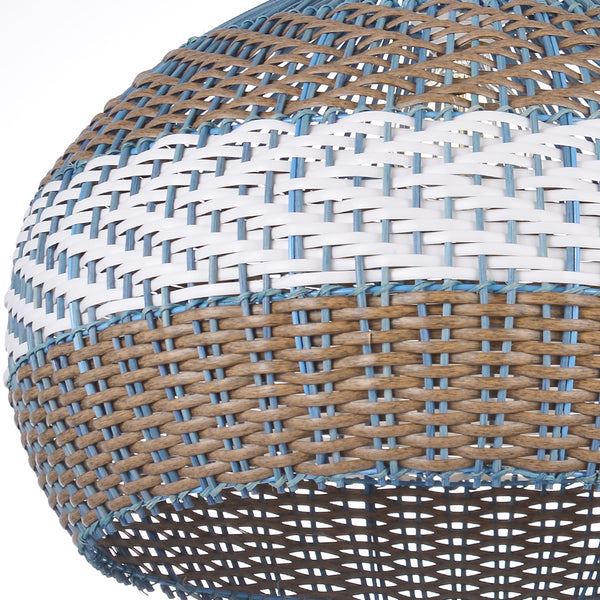 Blue Rattan Pendant Light Hamptons-Style Kitchen Island Fixture