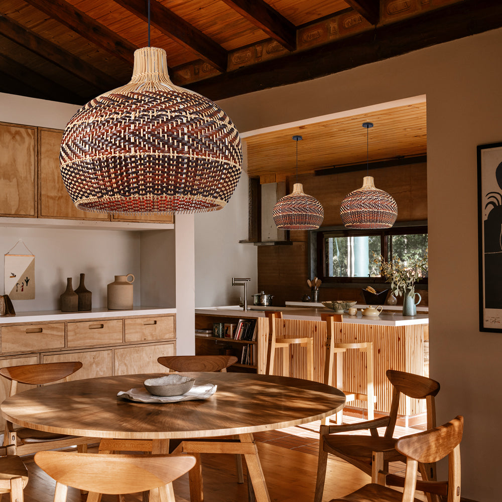 Dramatic Rattan Pendant Light Handmade Kitchen Island Chandelier Secondary image