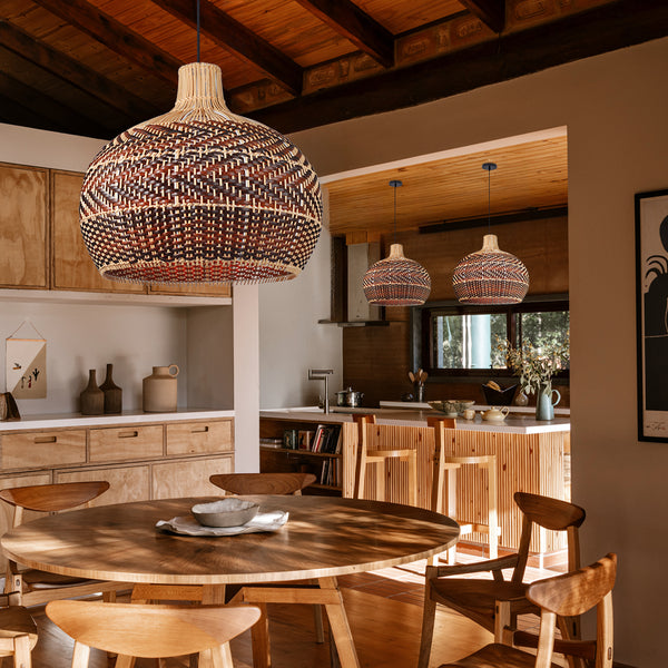 Dramatic Rattan Pendant Light Handmade Kitchen Island Chandelier