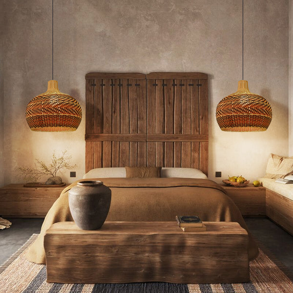 Dramatic Rattan Pendant Light Handmade Kitchen Island Chandelier