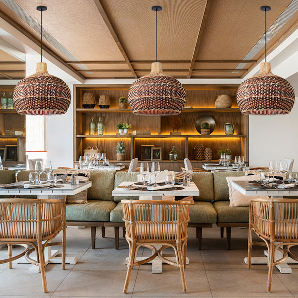 Dramatic Rattan Pendant Light Handmade Kitchen Island Chandelier