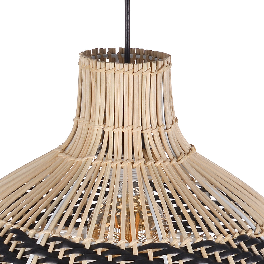 Black and White Rattan Pendant Light Modern Kitchen Island Chandelier