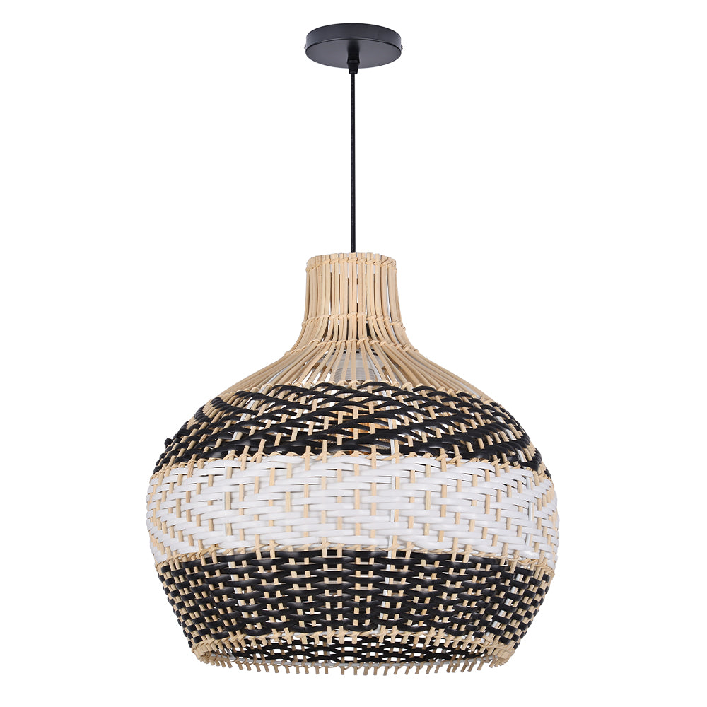 Black and White Rattan Pendant Light Modern Kitchen Island Chandelier