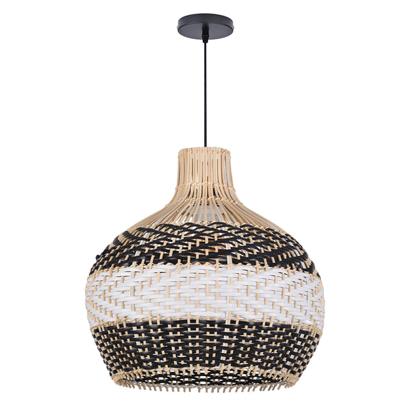 Black and White Rattan Pendant Light Modern Kitchen Island Chandelier