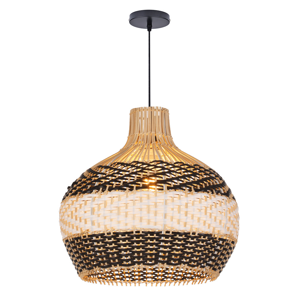 Black and White Rattan Pendant Light Modern Kitchen Island Chandelier